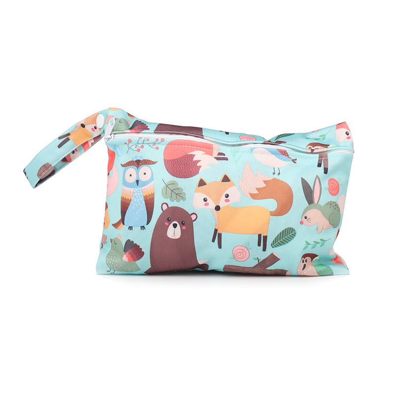 Cartoon printed single zipper small diaper storage bag - Cindi Book