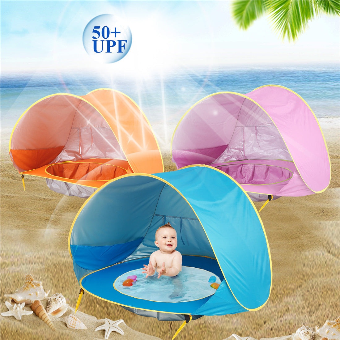 Baby Beach Tent Kids Outdoor Camping Easy Fold Up Waterproof  Up Sun Awning Tent UV-protecting - Cindi Book