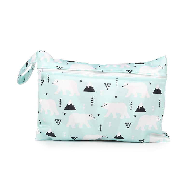 Cartoon printed single zipper small diaper storage bag - Cindi Book