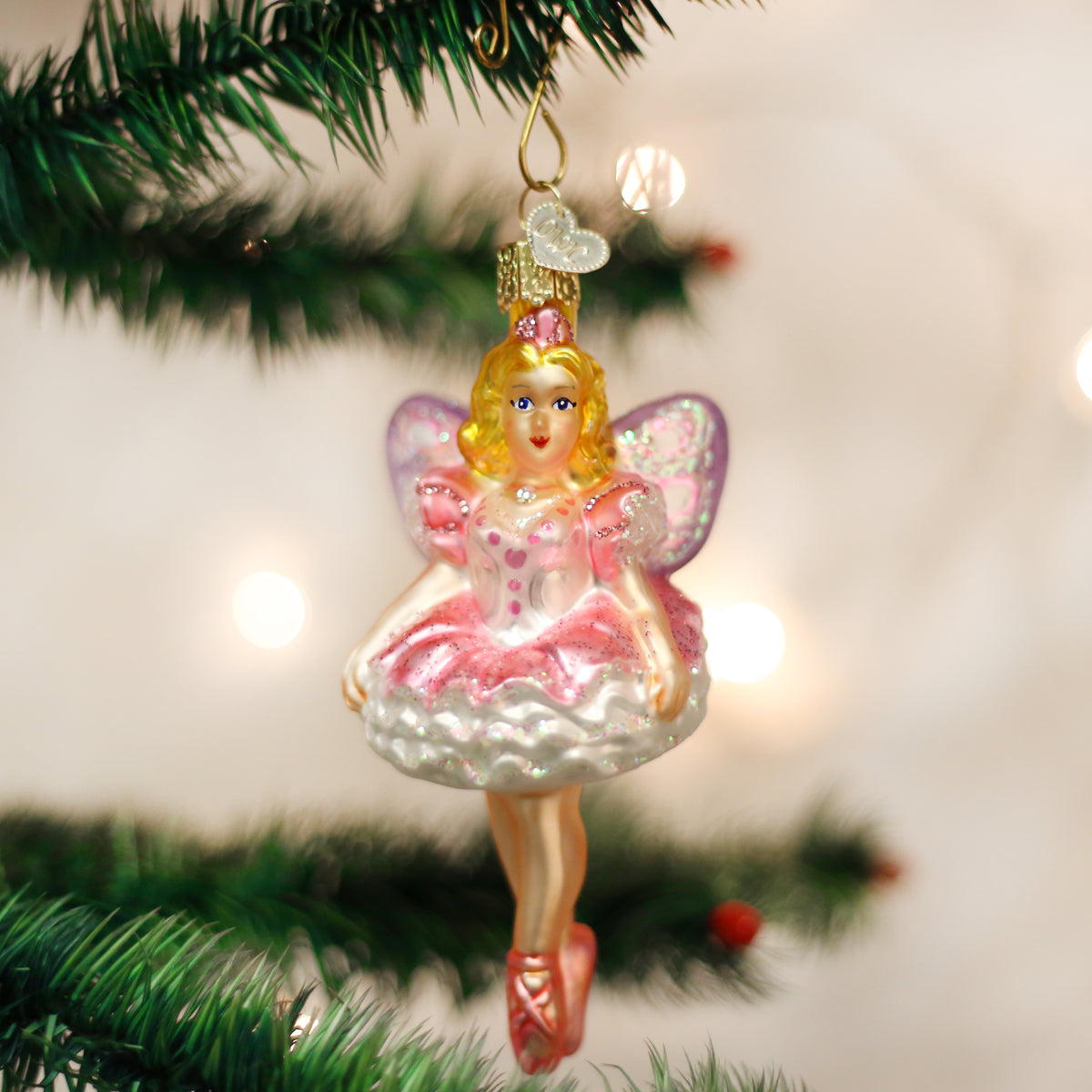 Old World Christmas Sugar Plum Fairy Ornament - hand-blown glass Christmas tree ornament