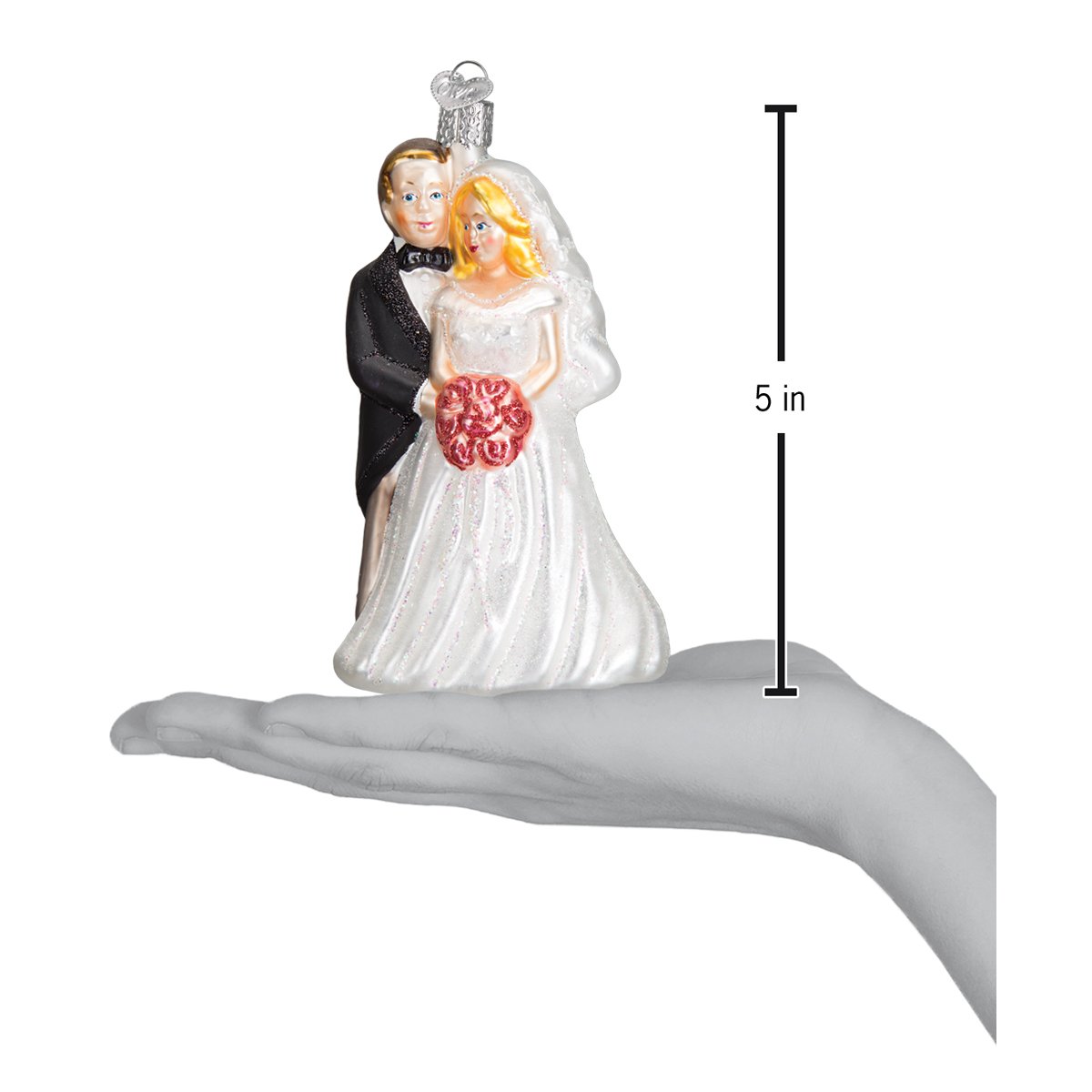 Old World Christmas Bridal Couple Ornament - hand-blown glass Christmas tree ornament (view 5)