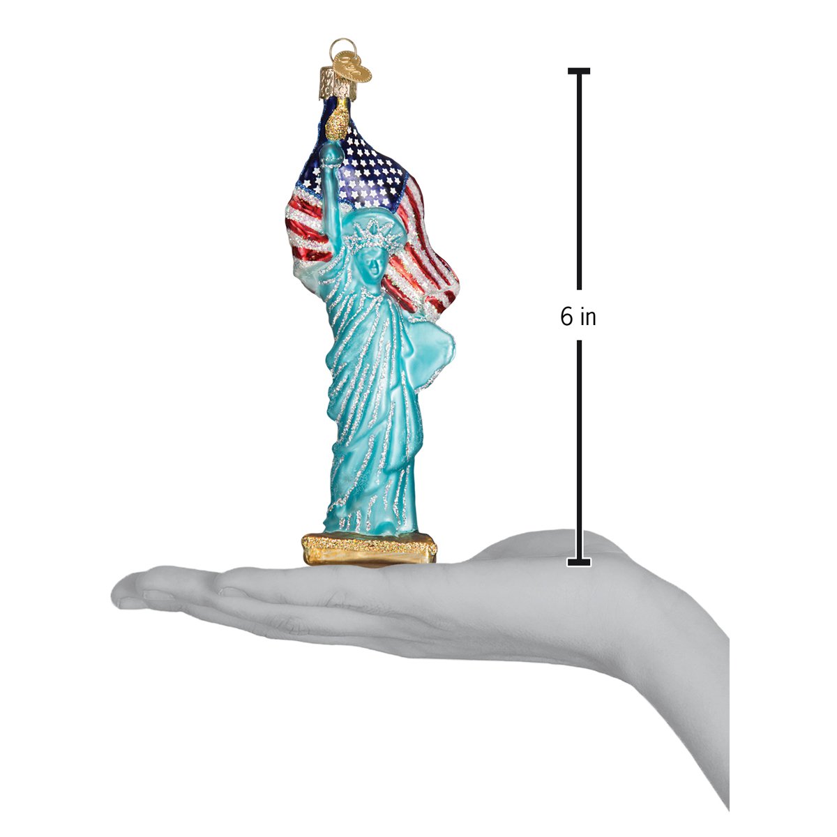 Old World Christmas Statue Of Liberty Ornament - hand-blown glass Christmas tree ornament (view 6)