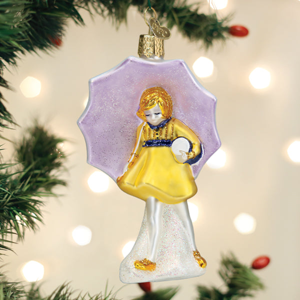 Old World Christmas Morton Umbrella Girl Ornament - hand-blown glass Christmas tree ornament