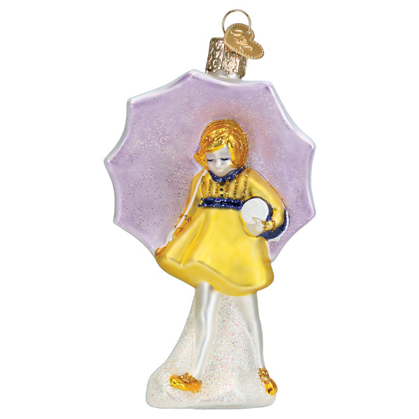 Old World Christmas Morton Umbrella Girl Ornament - hand-blown glass Christmas tree ornament (view 3)