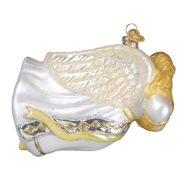 Old World Christmas Angel With Heart Ornament - hand-blown glass Christmas tree ornament (view 3)
