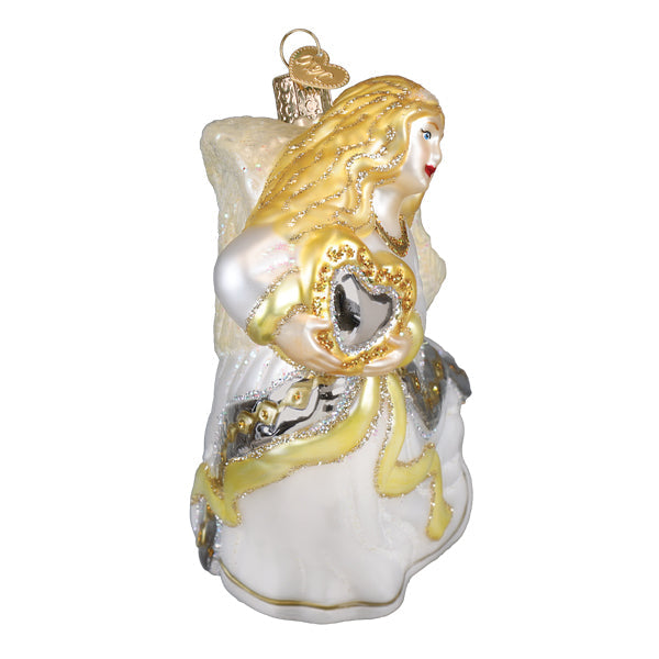 Old World Christmas Angel With Heart Ornament - hand-blown glass Christmas tree ornament (view 4)