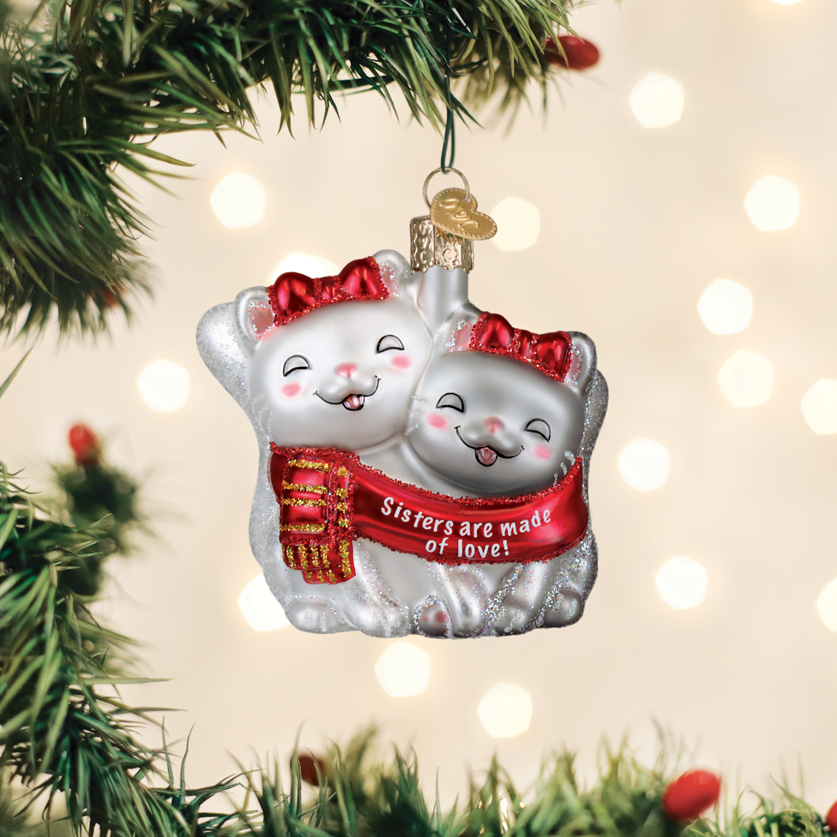Old World Christmas Sister Love Ornament - hand-blown glass Christmas tree ornament