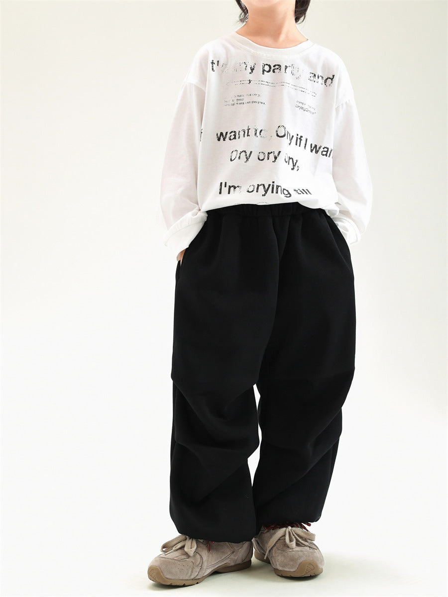 Autumn And Winter Children's Clothing Fleece-lined Casual All-match Loose Knitted Trousers - Cindi Book
