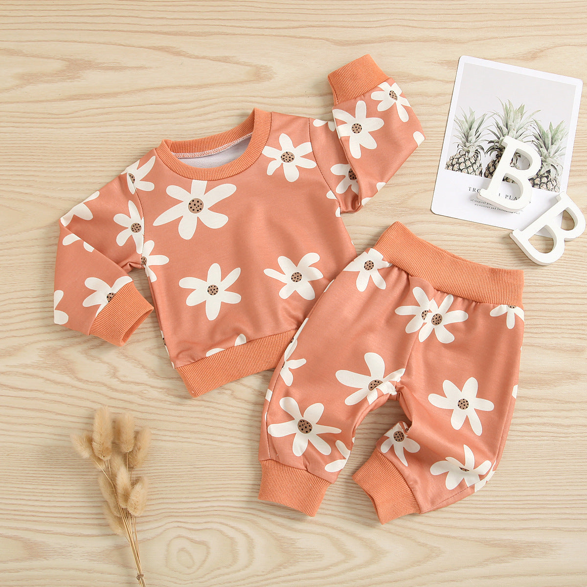 Infant Dark Orange Printing Beige Suit - Cindi Book