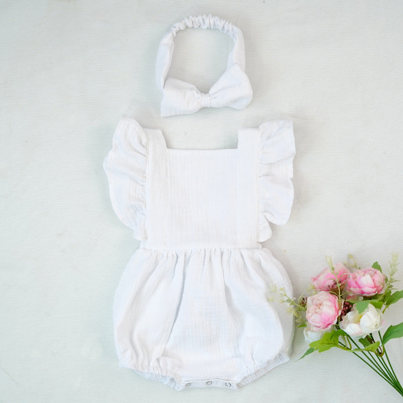 Ruffled short-sleeved girl romper wrinkle bag fart clothing - Cindi Book