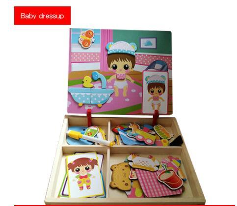 Montessori Magnetic Fun Puzzle Children's Wooden Puzzle Box Game Cartoon Educational Painting Toys For Children Gift Antistress - Cindi Book