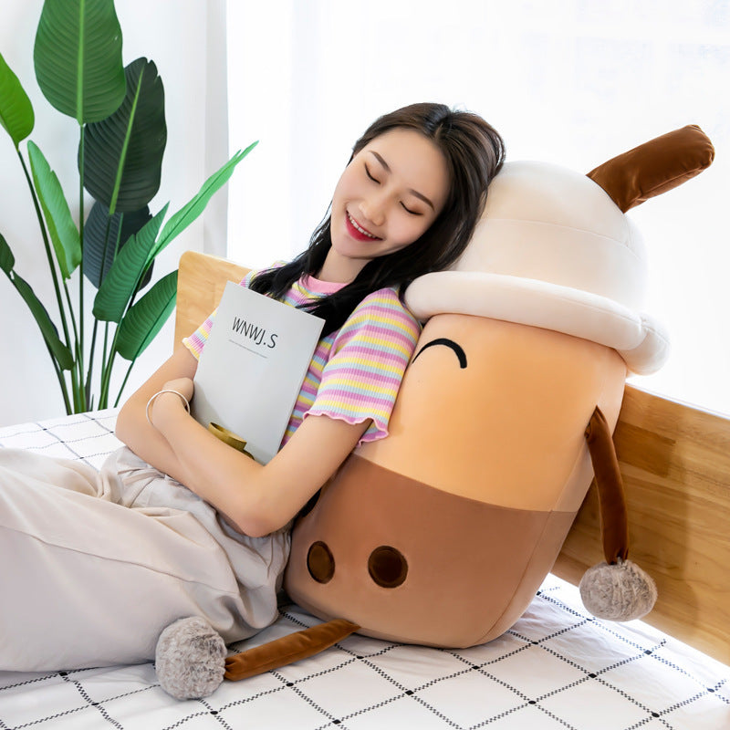 Simulation Milk Tea Cup Cute Expression Pillow Plush Toys - Cindi Book