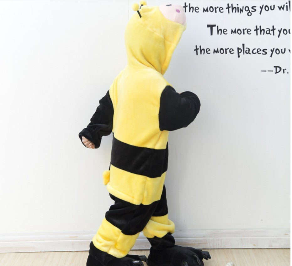 Children's Cute Cartoon Animal Bee One-piece Pajamas Flannel Performance Wear - Cindi Book