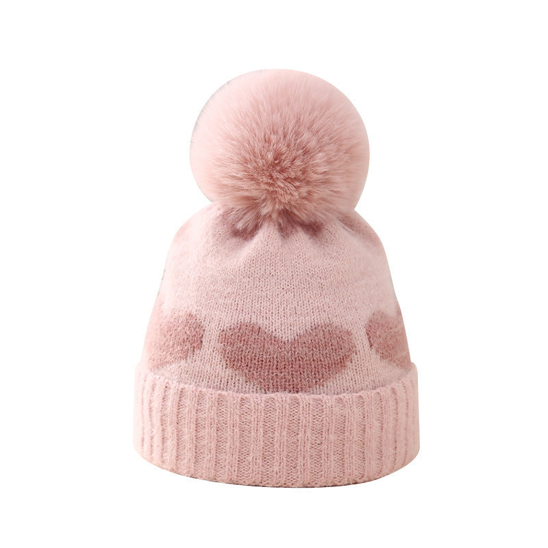 Baby Hat Double-layer Thickened Jacquard Heart - Cindi Book