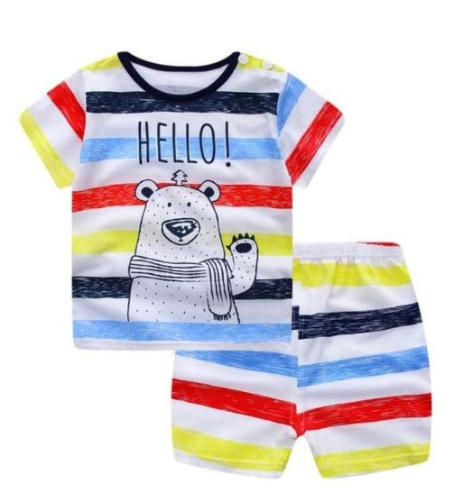 New Children's Summer Children's Clothing Short Sleeve Set Cotton Boy Girls Small Children Cartoon Summer Two-Piece