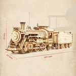 3D Wooden Puzzle Train Model DIY Wooden Train Toy Mechanical Train Model Kit Assembly Model Home Decoration Crafts - Cindi Book