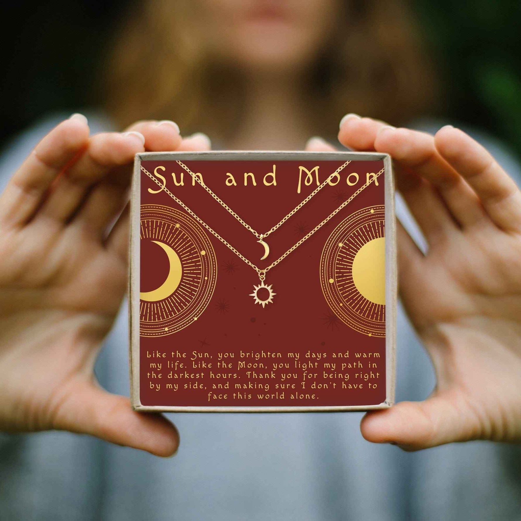 Sun and Moon Celestial Jewelry Necklace Set