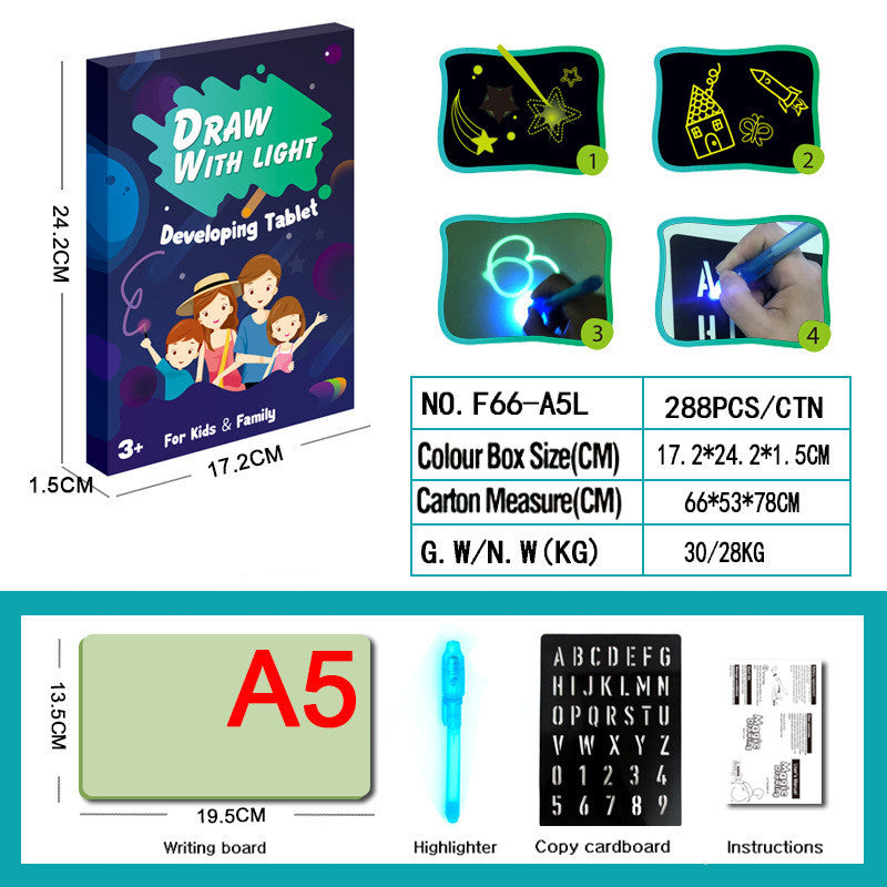 Educational Toy Drawing Pad 3D Magic 8 Light Effects Puzzle Board Sketchpad - Cindi Book