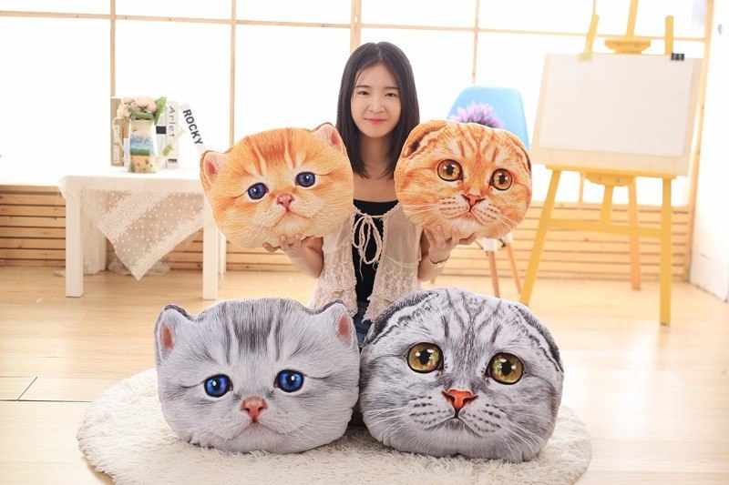 40cm&50cm Cat Pillow Car Cushion Creative Stuffed Cute Cat Shape Nap Pillow Cute Seat Cushion Plush Toys Animal Pillow