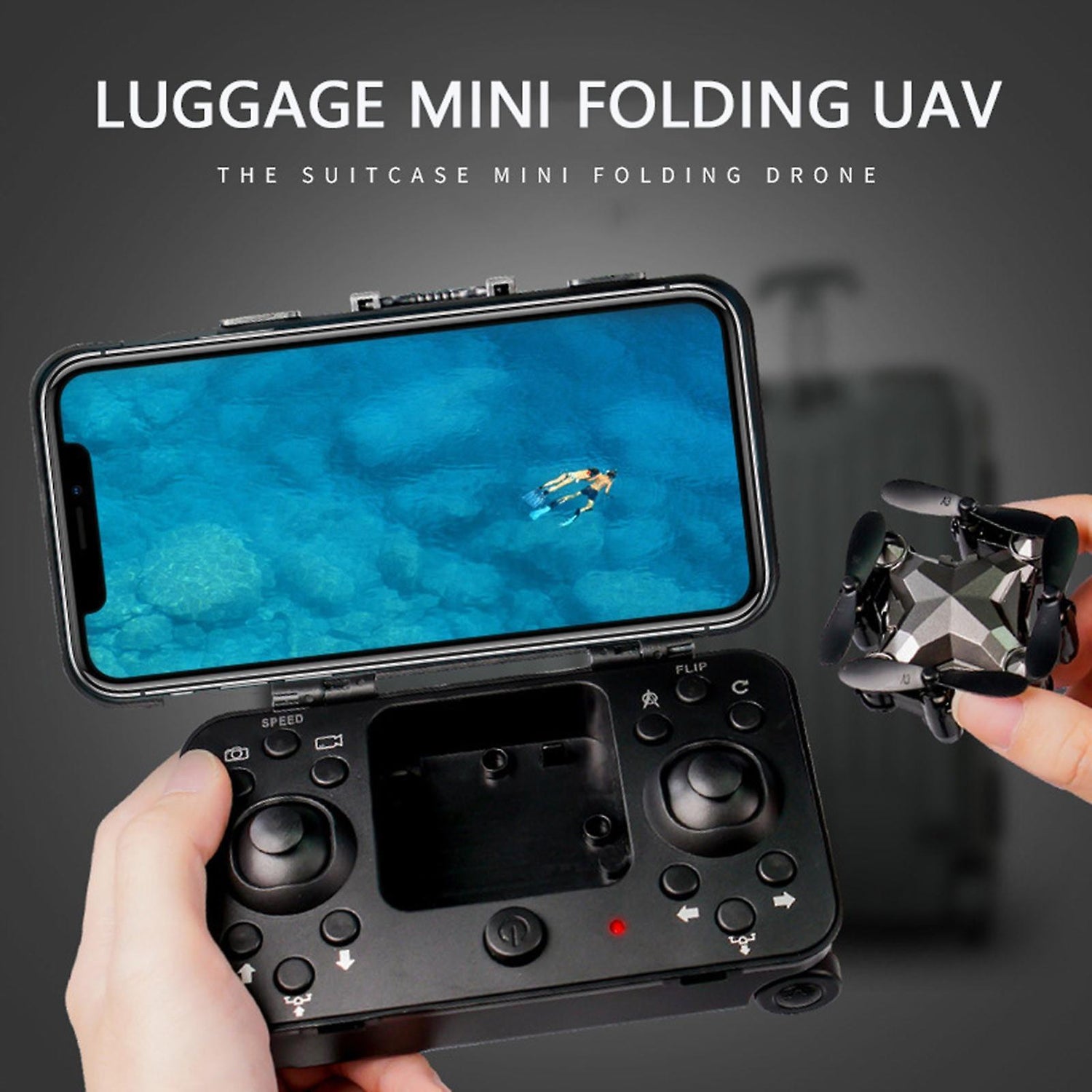 New Luggage Box Storage Box Folding Mini UAV Aerial Photography Remote Control Four Axis Children's Toys Drone - Cindi Book
