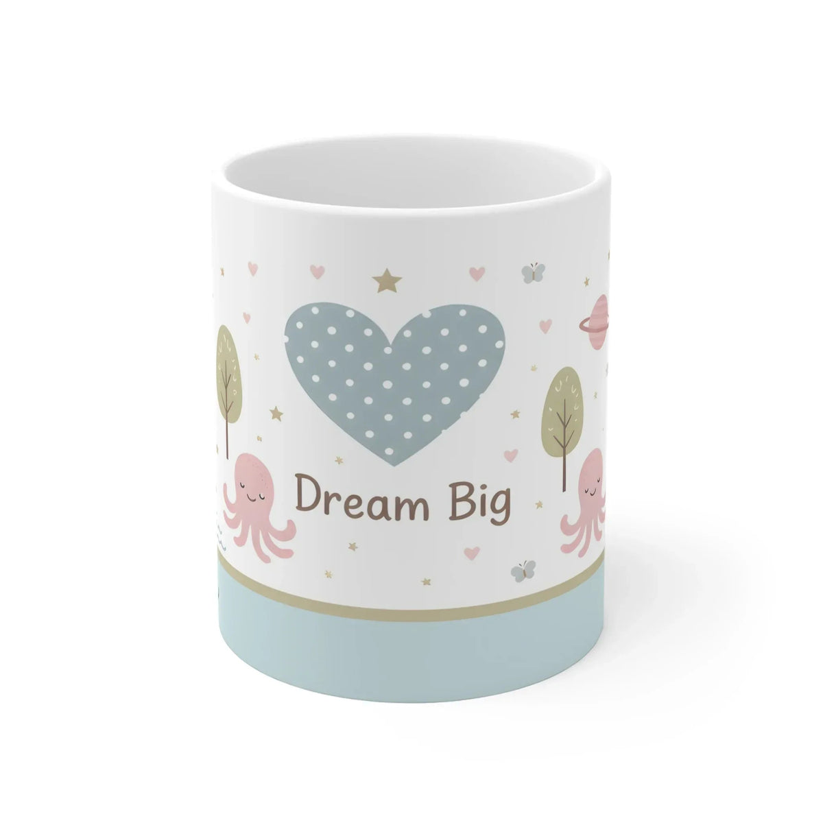 Personalized Dream Big Ocean Mug | Custom Name | Whale Octopus Pastel Nursery Ceramic Gift