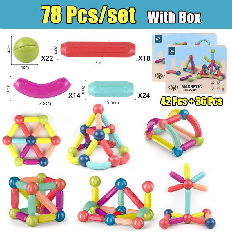 Big Size DIY Magnetic Construction Set Early Learning Constructor Variety Magnetic Rod Building Blocks For Children Toys Gift - Cindi Book