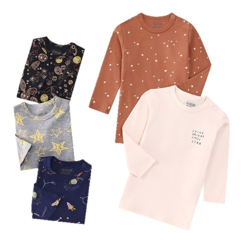 Autumn Children's Cartoon Printed Home Long-sleeved Top T-shirt Mixed Color Five Pieces - Cindi Book