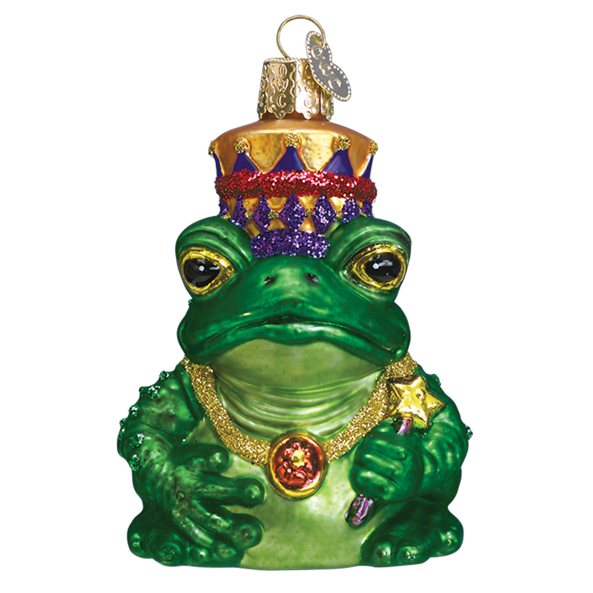 Old World Christmas Frog King Ornament - hand-blown glass Christmas tree ornament (view 3)