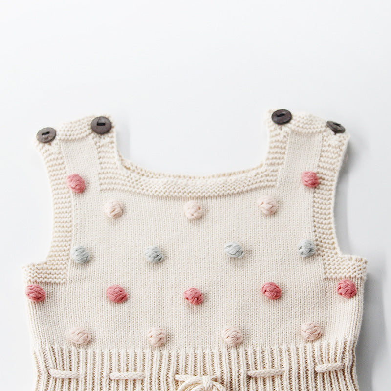 Handmade colorful hair ball baby romper romper - Cindi Book