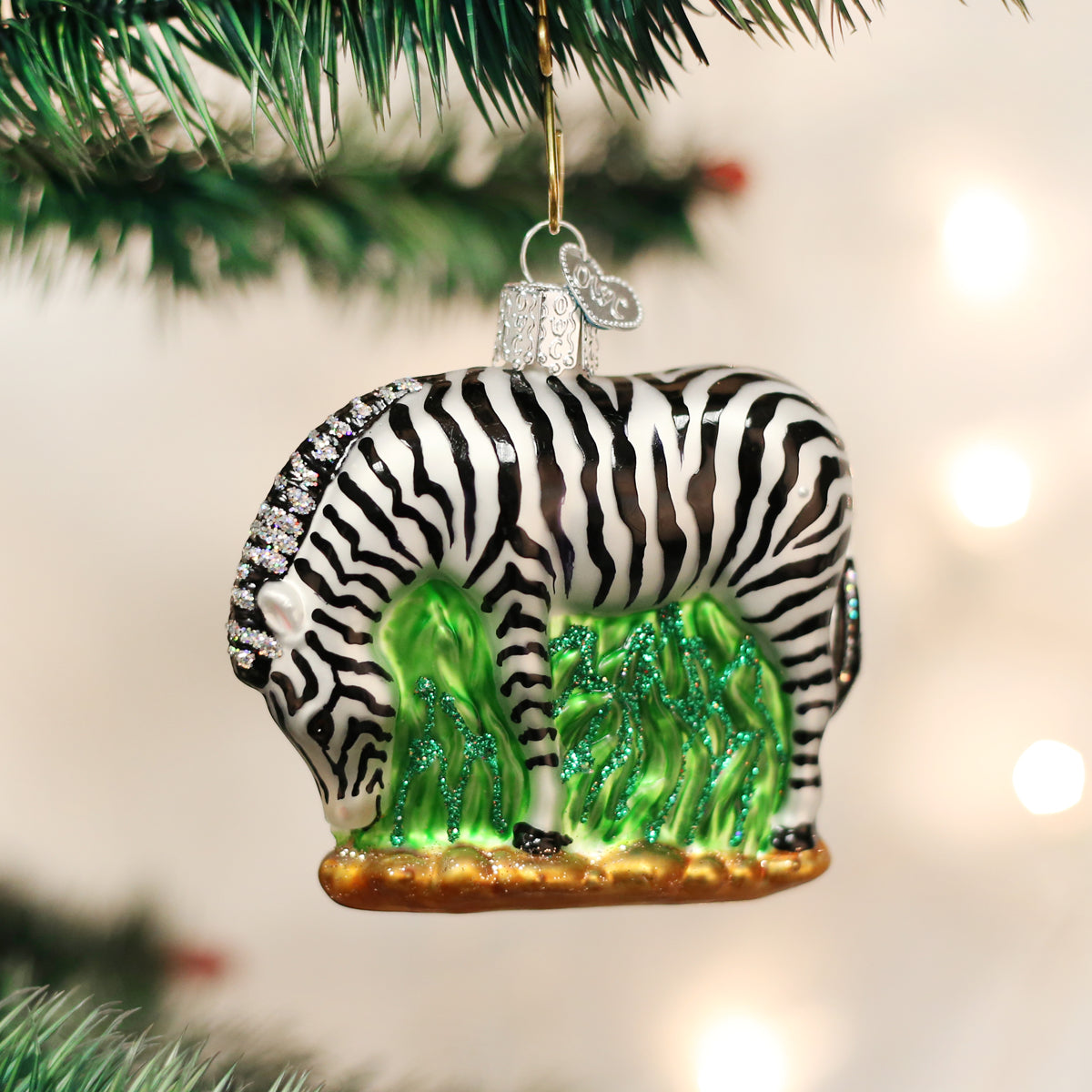 Old World Christmas Zebra Ornament - hand-blown glass Christmas tree ornament