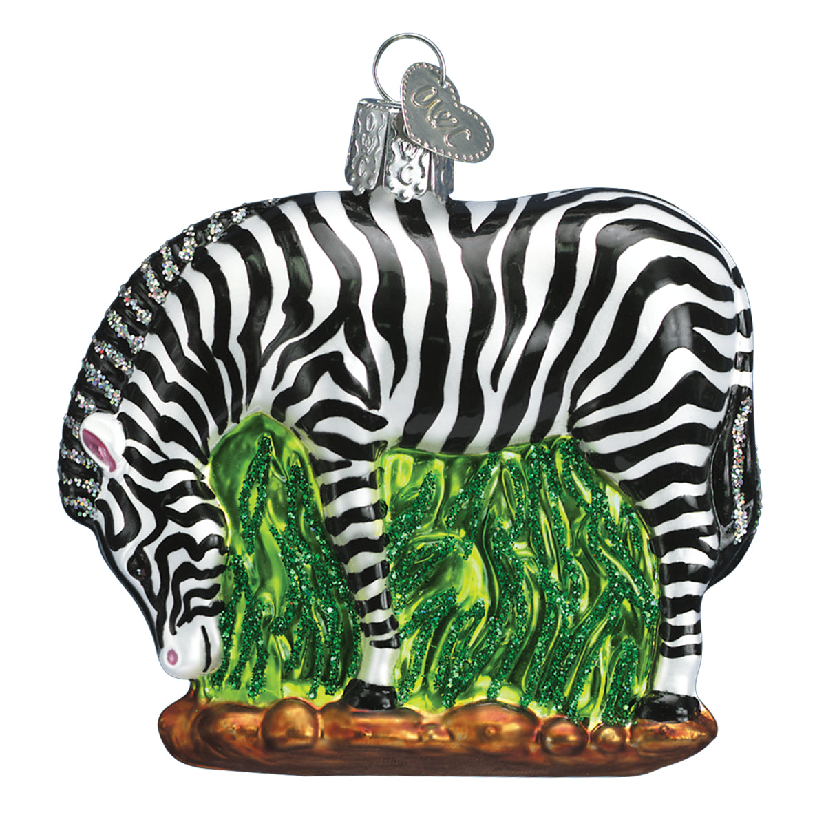 Old World Christmas Zebra Ornament - hand-blown glass Christmas tree ornament (view 3)