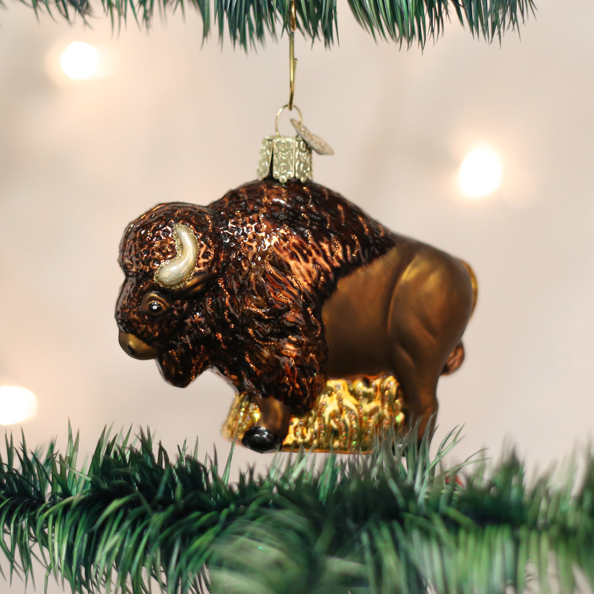 Old World Christmas Buffalo Ornament - hand-blown glass Christmas tree ornament