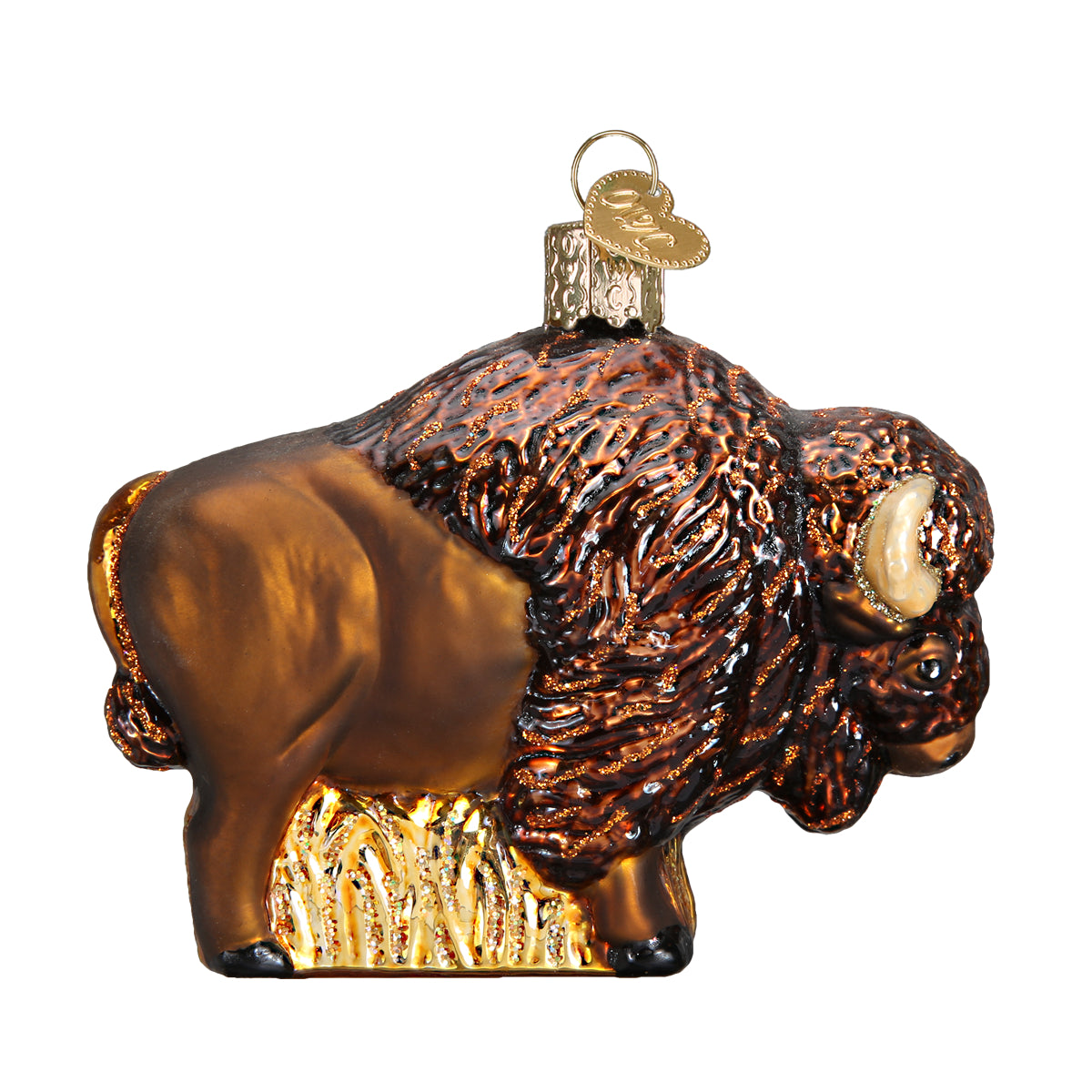 Old World Christmas Buffalo Ornament - hand-blown glass Christmas tree ornament (view 3)