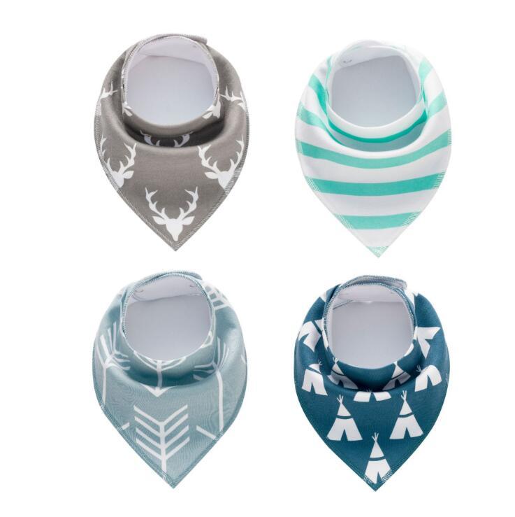 4pcs Lot Bibs Burp Cloth Print Arrow Wave Triangle Baby Bibs Cotton Bandana Accessories - Cindi Book