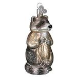 Old World Christmas Raccoon Ornament - hand-blown glass Christmas tree ornament (view 6)