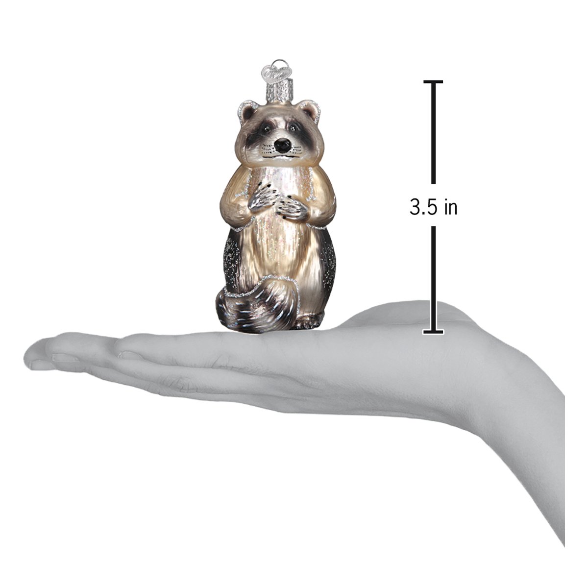 Old World Christmas Raccoon Ornament - hand-blown glass Christmas tree ornament (view 7)