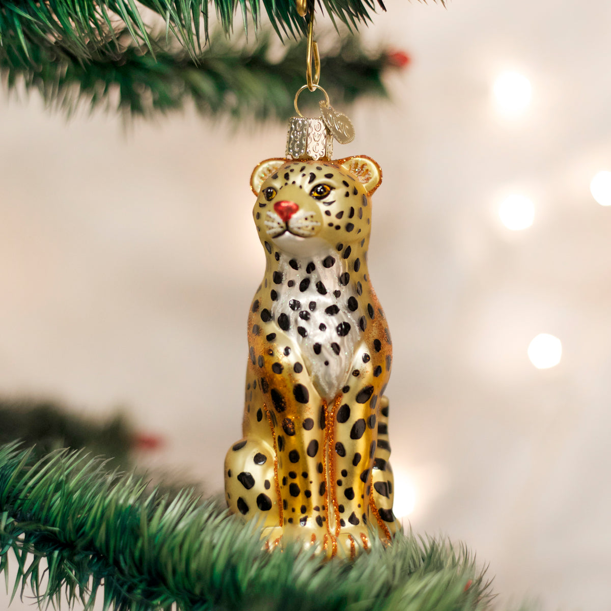 Old World Christmas Leopard Ornament - hand-blown glass Christmas tree ornament