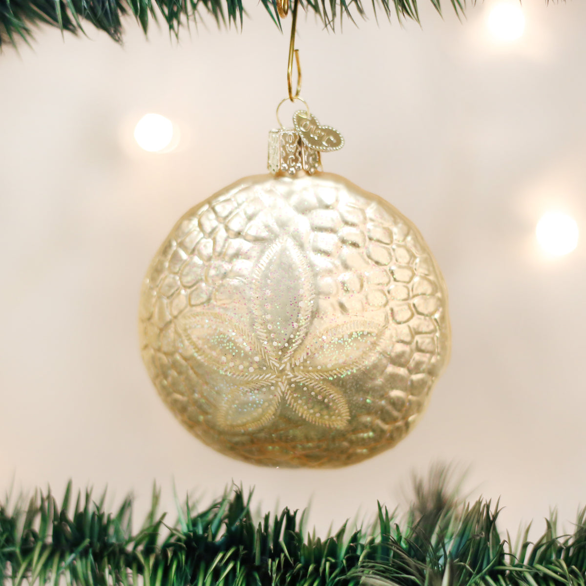 Old World Christmas Sand Dollar Ornament - hand-blown glass Christmas tree ornament