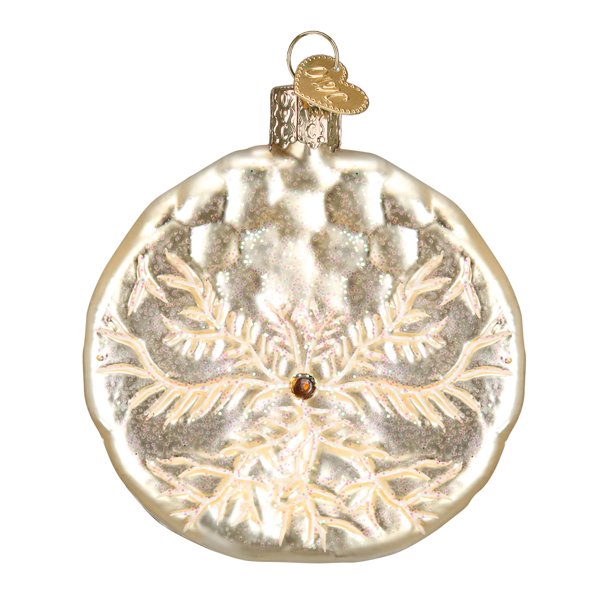 Old World Christmas Sand Dollar Ornament - hand-blown glass Christmas tree ornament (view 4)