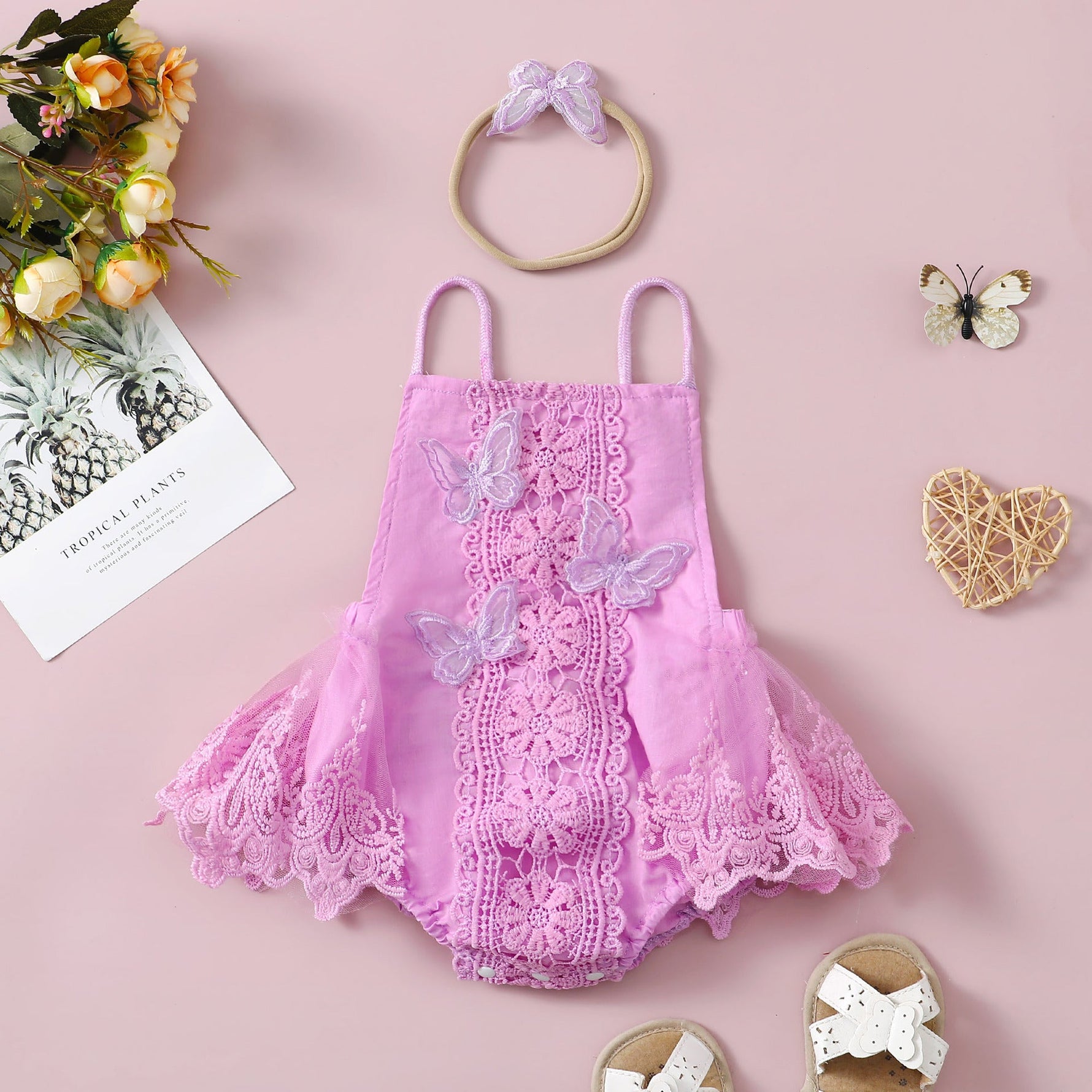 Girls' Butterfly Lace Yarn Princess Dress Headdress - Cindi Book