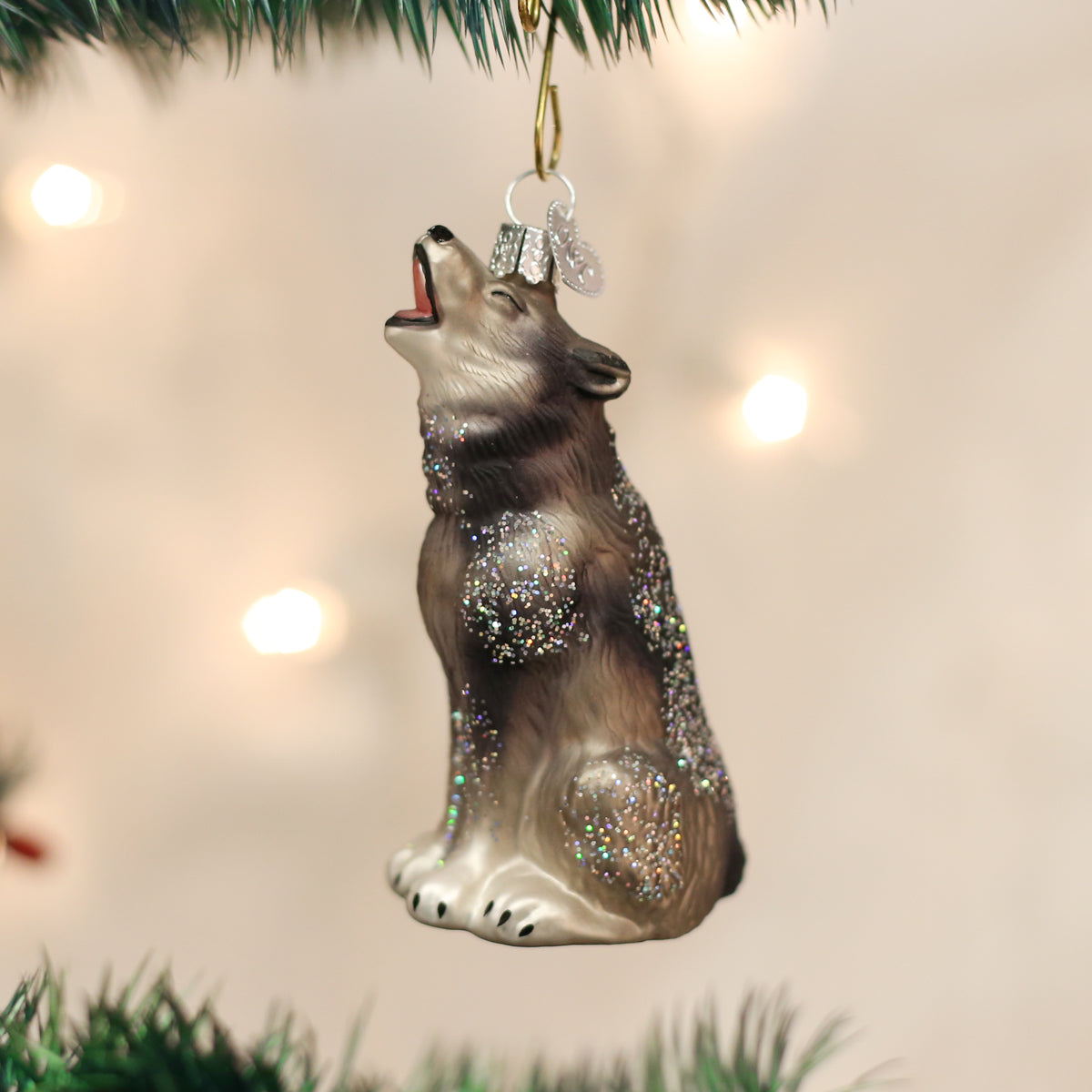 Old World Christmas Howling Wolf Ornament - hand-blown glass Christmas tree ornament