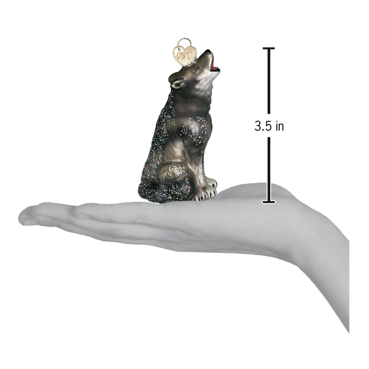 Old World Christmas Howling Wolf Ornament - hand-blown glass Christmas tree ornament (view 5)