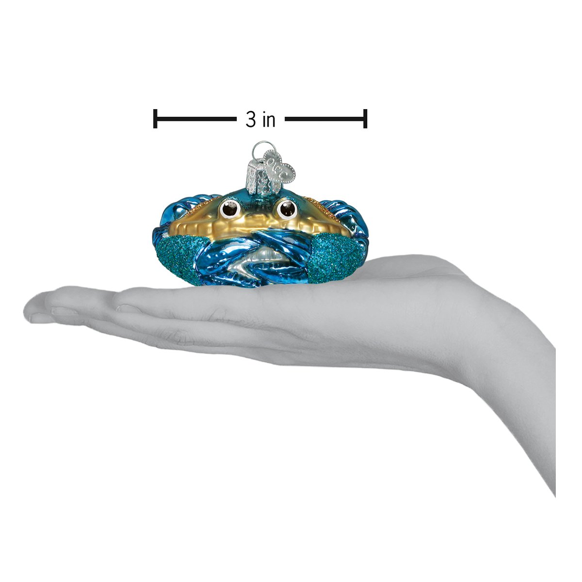 Old World Christmas Blue Crab Ornament - hand-blown glass Christmas tree ornament (view 4)