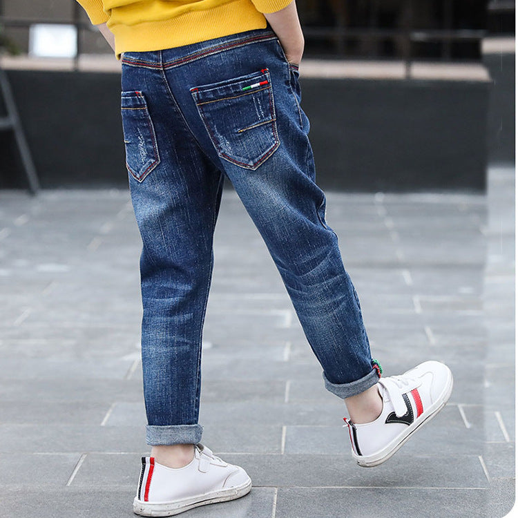 Boys' denim trousers, new style, big children's trousers, spring and autumn children's trousers - Cindi Book