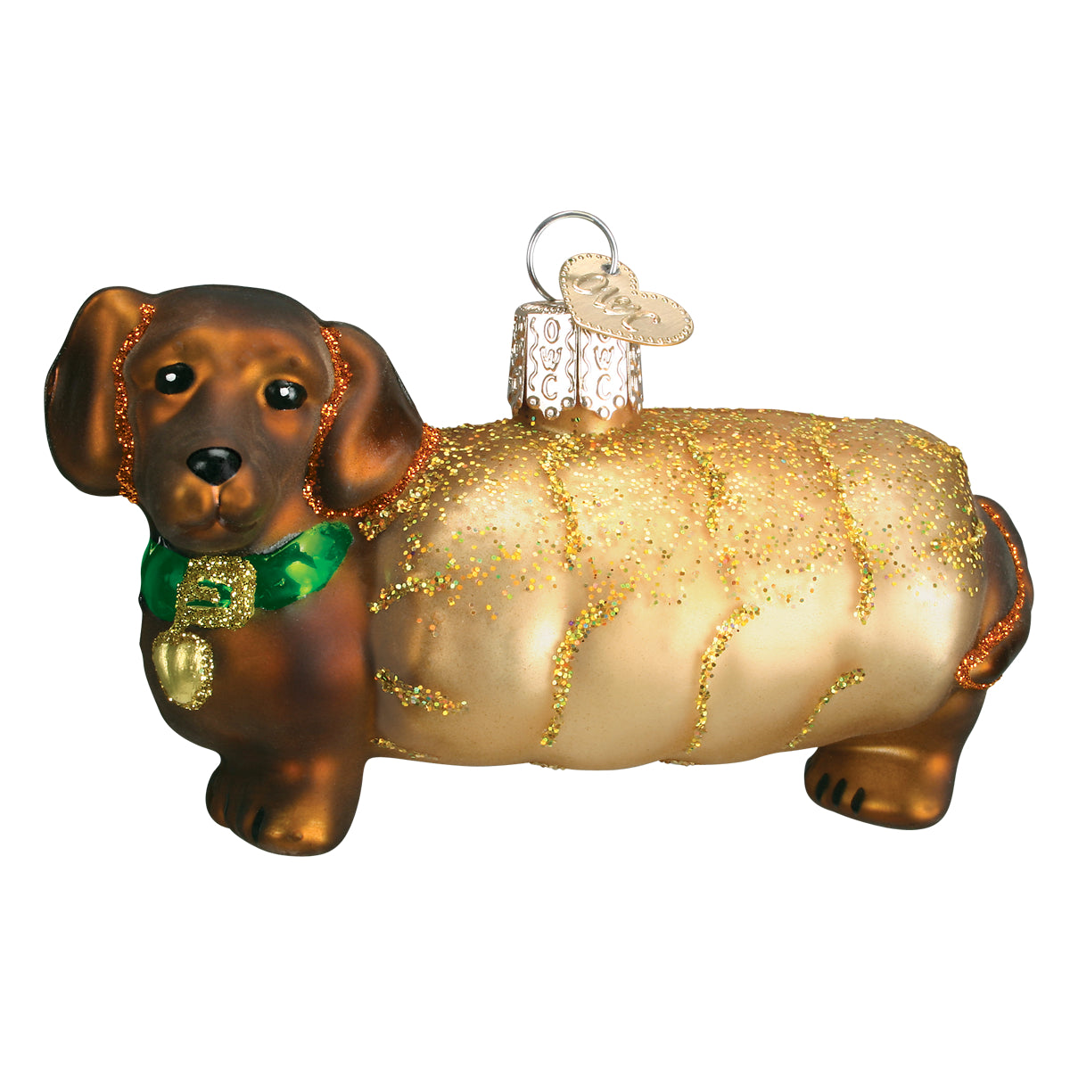 Old World Christmas Wiener Dog Ornament - hand-blown glass Christmas tree ornament (view 3)