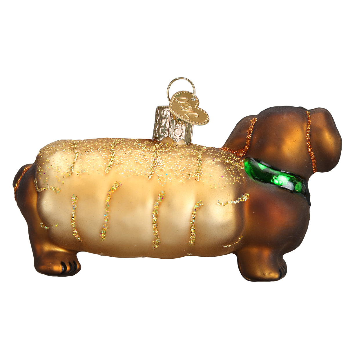 Old World Christmas Wiener Dog Ornament - hand-blown glass Christmas tree ornament (view 4)