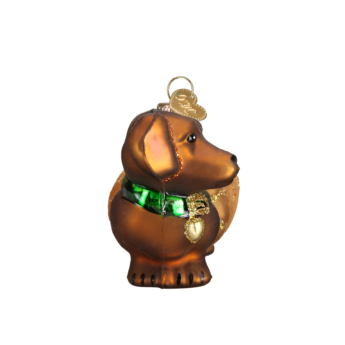Old World Christmas Wiener Dog Ornament - hand-blown glass Christmas tree ornament (view 5)