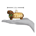 Old World Christmas Wiener Dog Ornament - hand-blown glass Christmas tree ornament (view 7)
