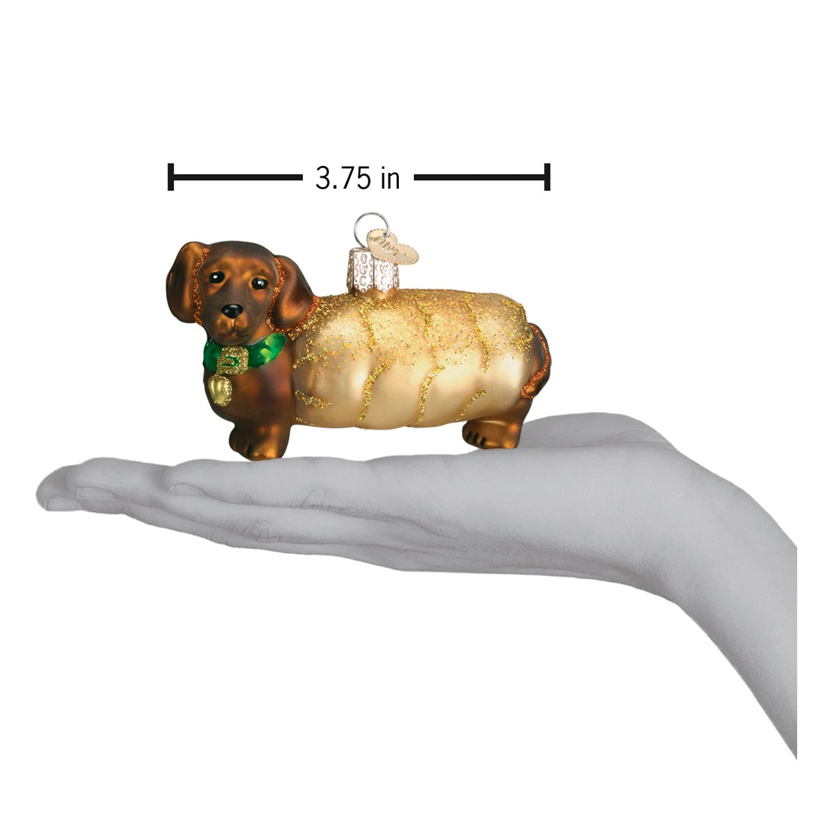Old World Christmas Wiener Dog Ornament - hand-blown glass Christmas tree ornament (view 7)
