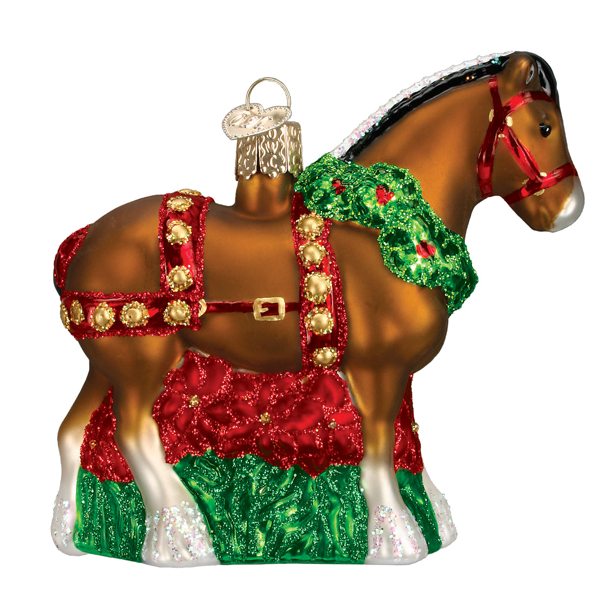 Old World Christmas Holiday Clydesdale Ornament - hand-blown glass Christmas tree ornament (view 4)